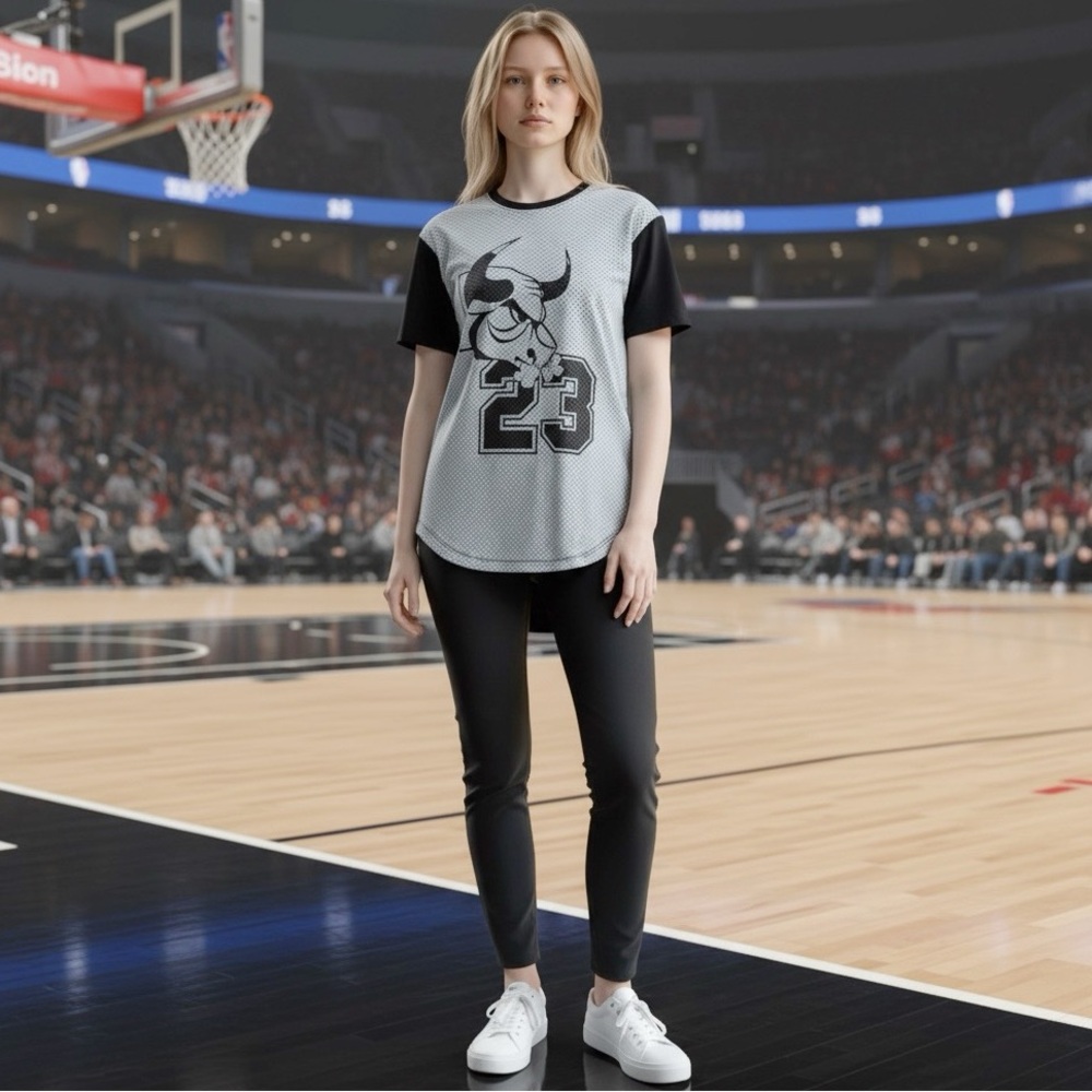 NEW JC Distro Black & Gray Chicago Bulls 23 NBA Jordan Waffle Texture T-shirt